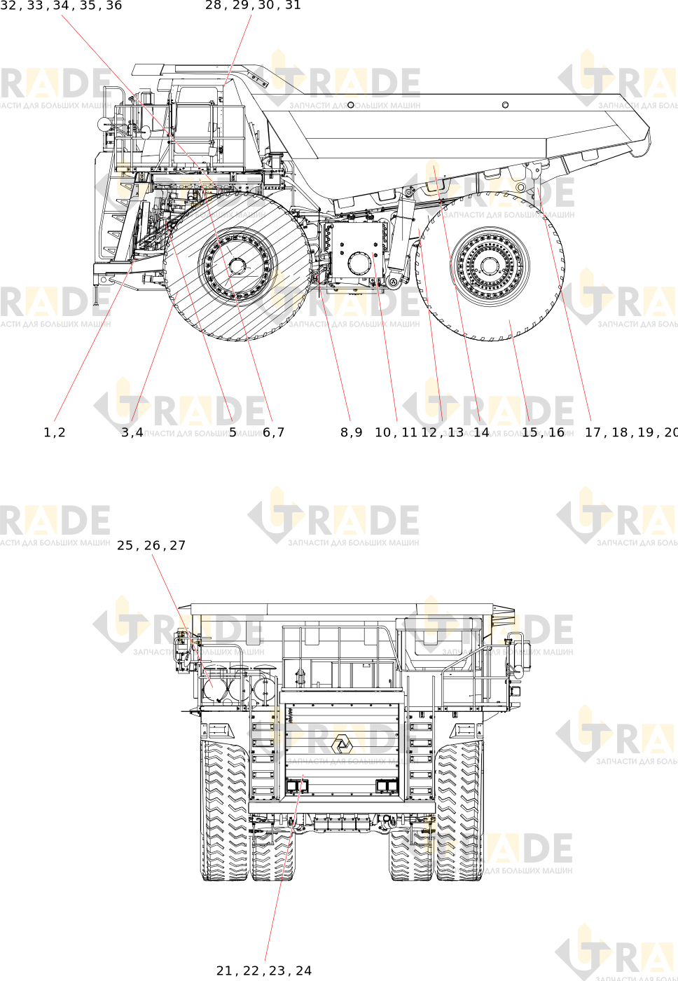 Чертёж — корпус карьерного самосвала SRT95D