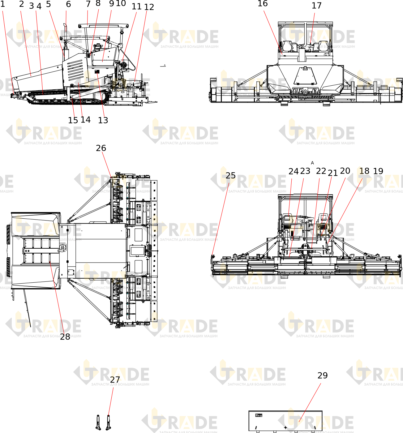 Чертёж — SSP80C-8HE1 SANY Paver Mainbody