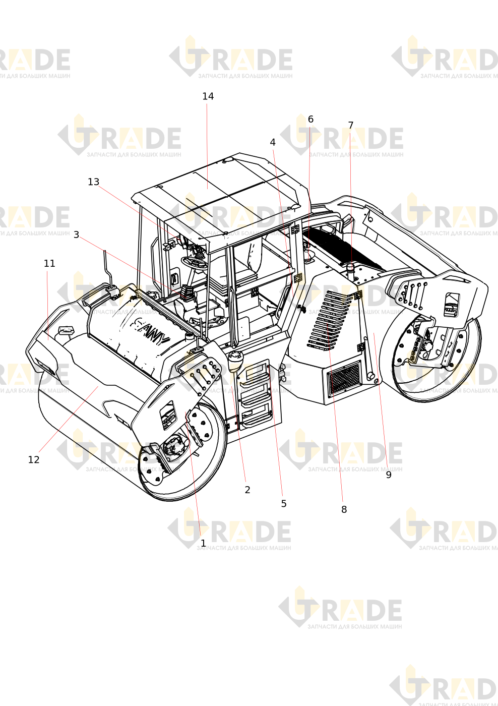 Чертёж — STR130C-8C3S Sany Tandem Drum Roller Body