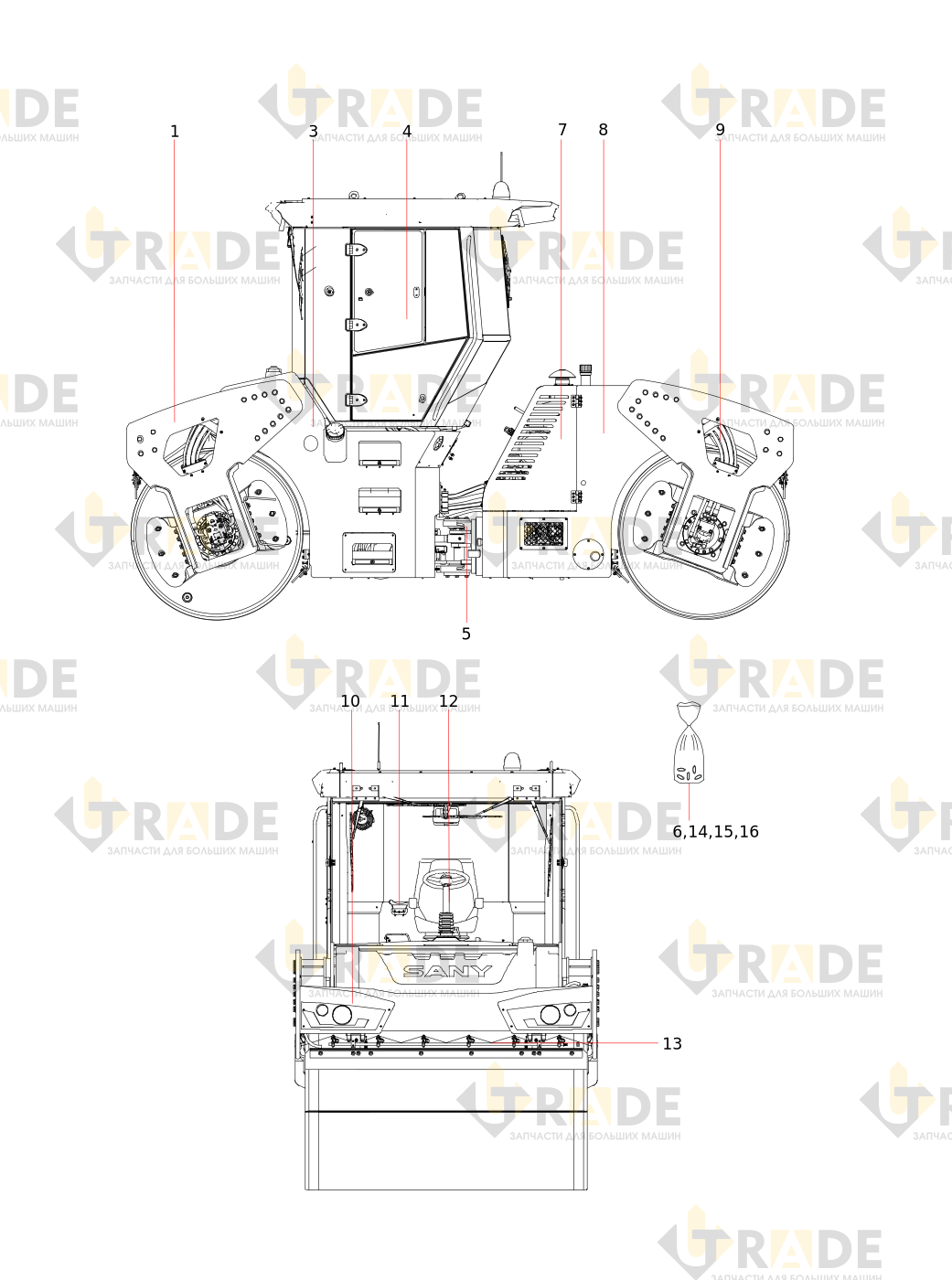 Чертёж — STR140C-10三一双钢轮压路机总成