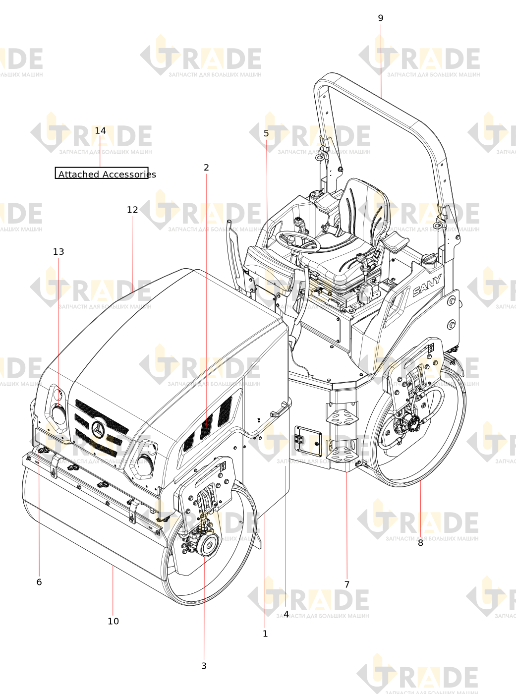 Чертёж — STR50C-8三一双钢轮压路机总成