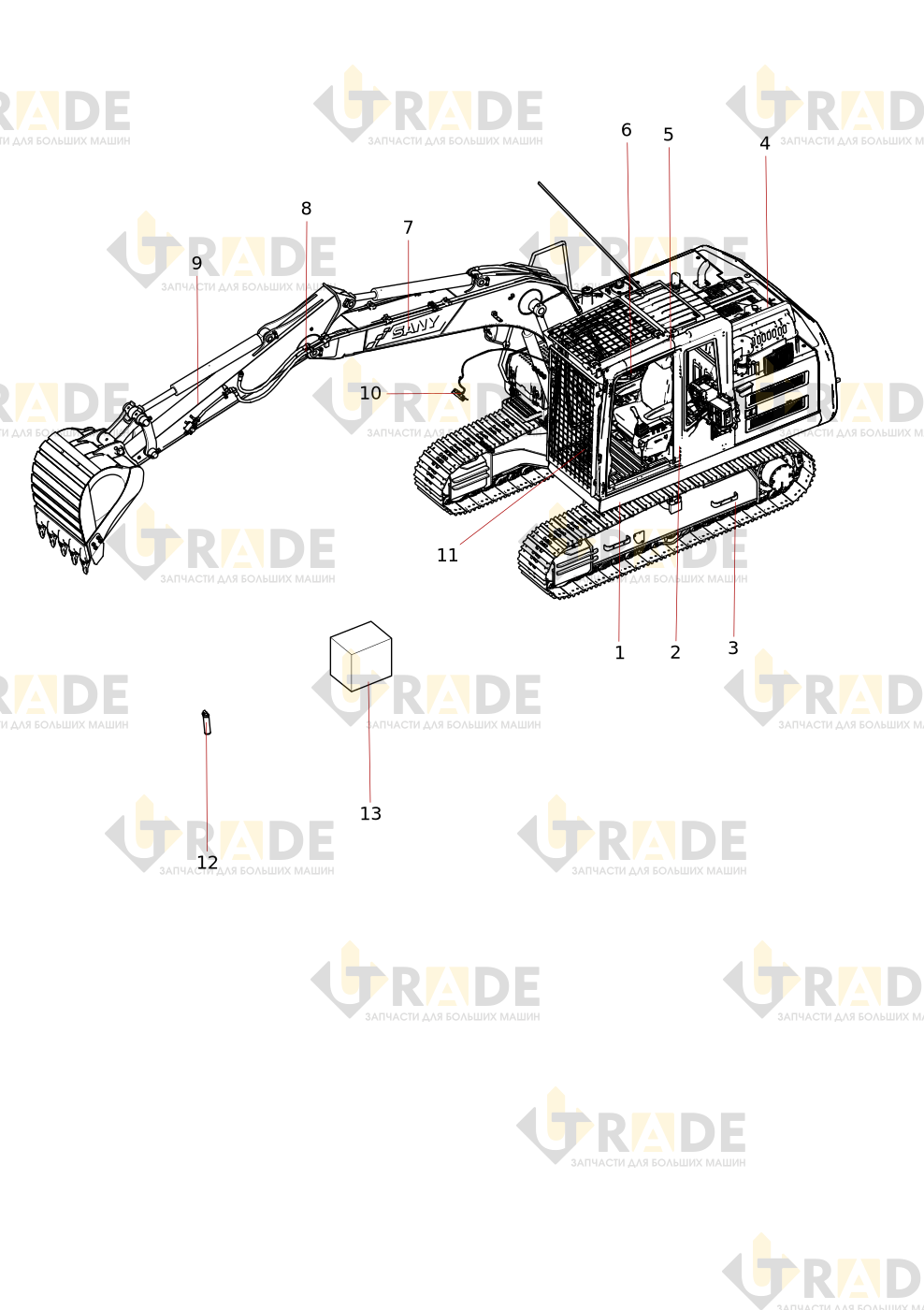 Чертёж — SY135CCI3KH (GB1) Корпус гидравлического экскаватора