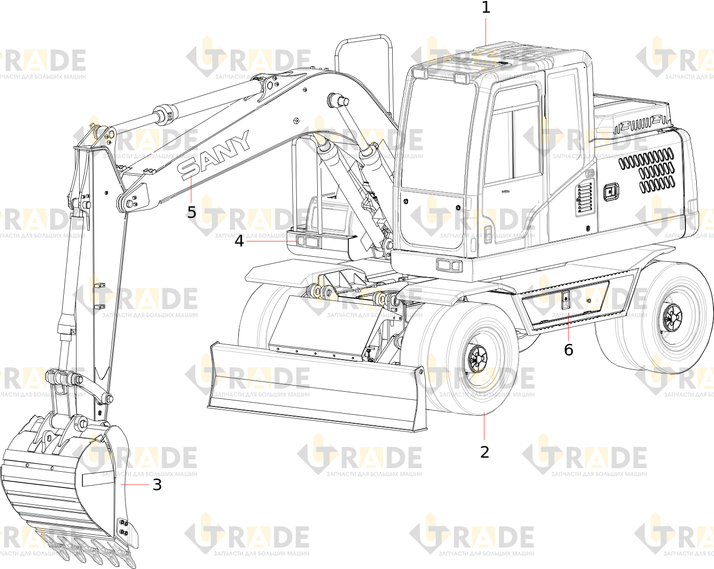 Чертёж — SY155W9I3K Wheel Hydraulic Excavator Body