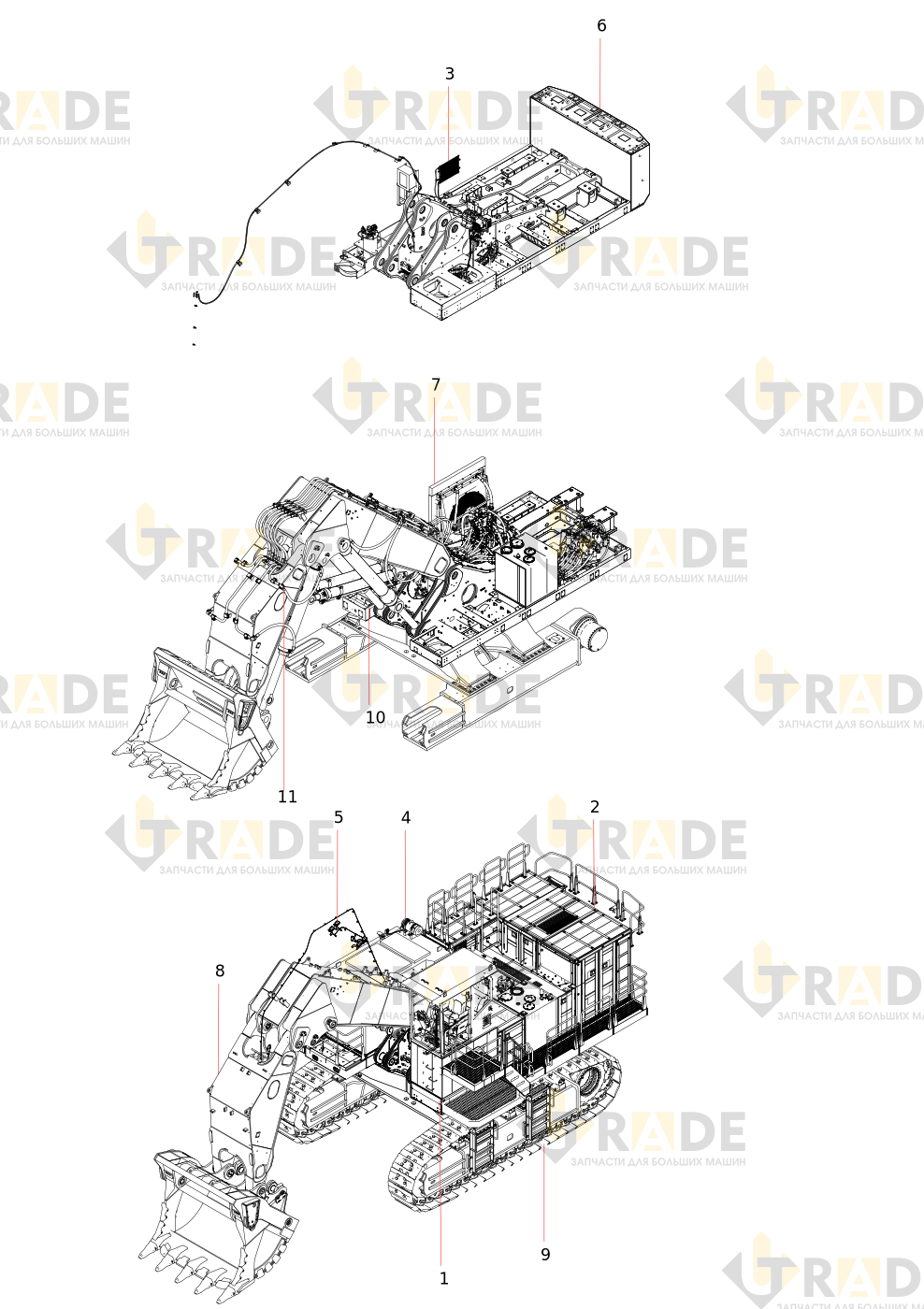 Чертёж — SY1650C1ECLHFS,Main Body of Hydraulic Excavator