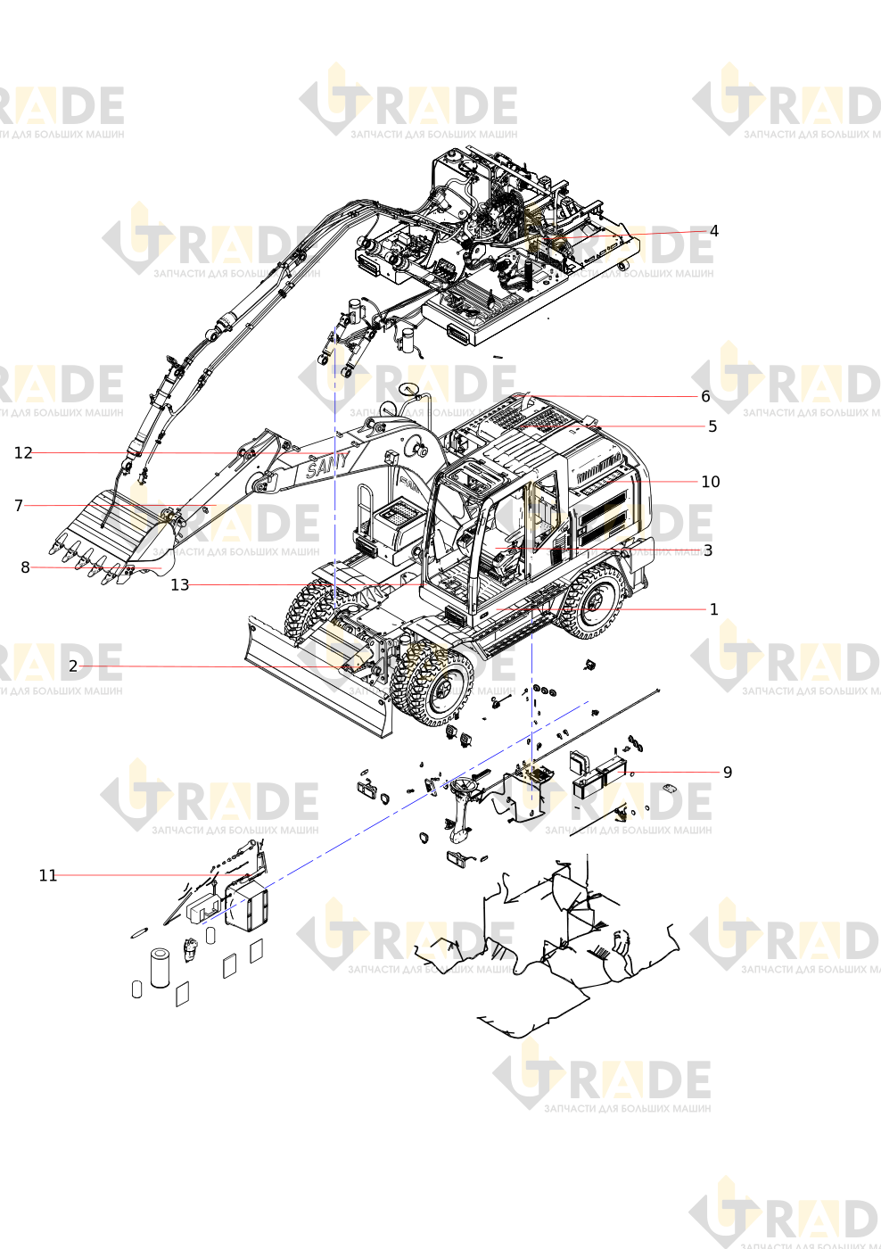 Чертёж — SY165W1I3K Wheeled Hydraulic Excavator Body