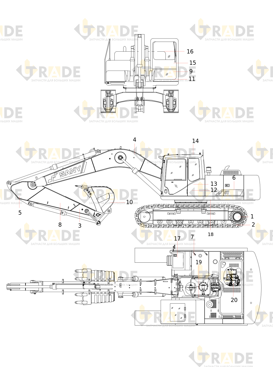Чертёж — SY215CCI3KH液压挖掘机主体