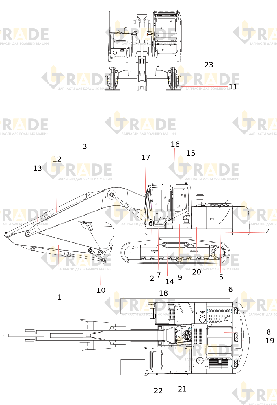 Чертёж — SY215CBI3K(RU)液压挖掘机主体