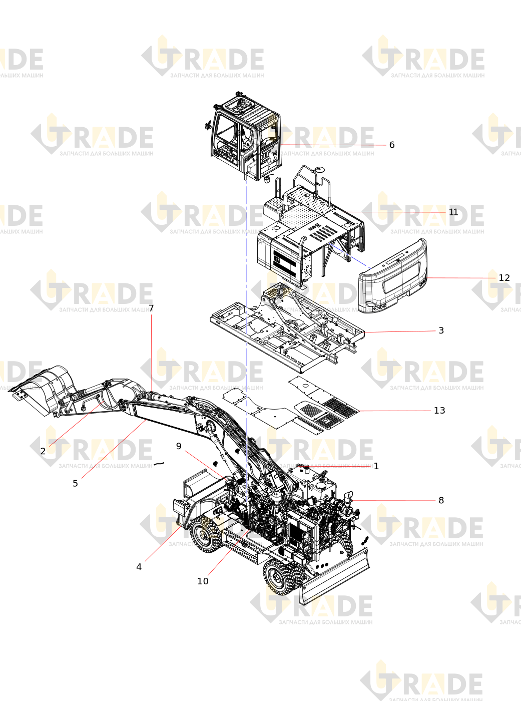 Чертёж — SY215W1I3K Wheeled Hydraulic Excavator Body