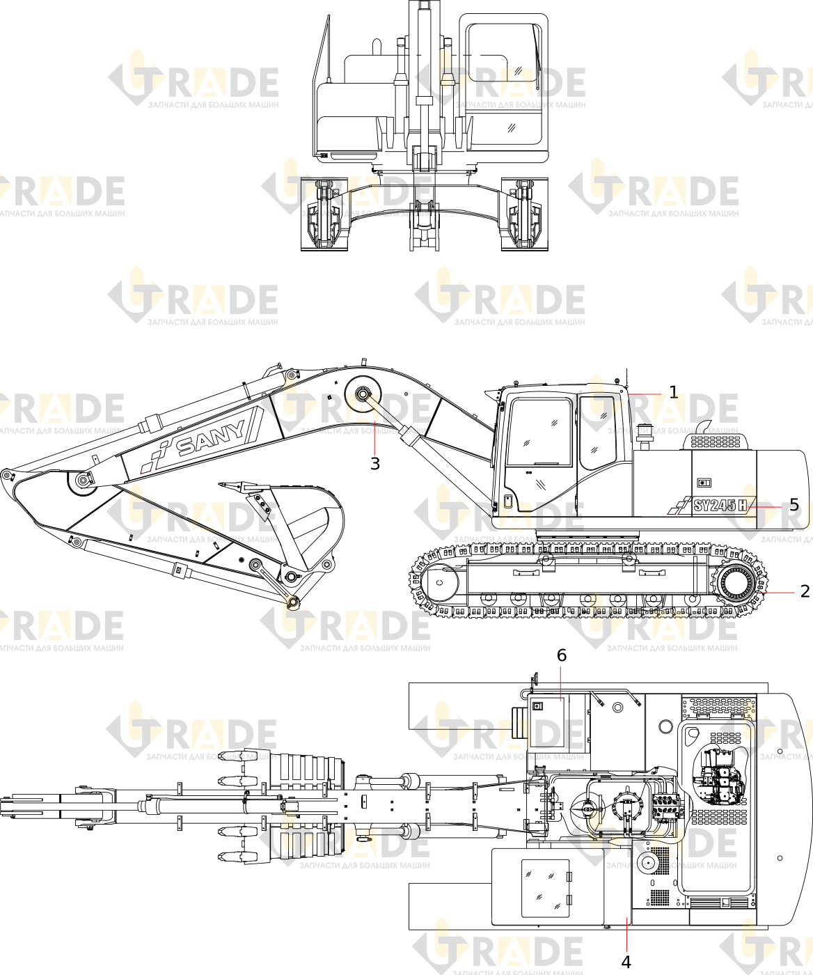 Чертёж — SY245C9M3KH Hydraulic Excavator Body