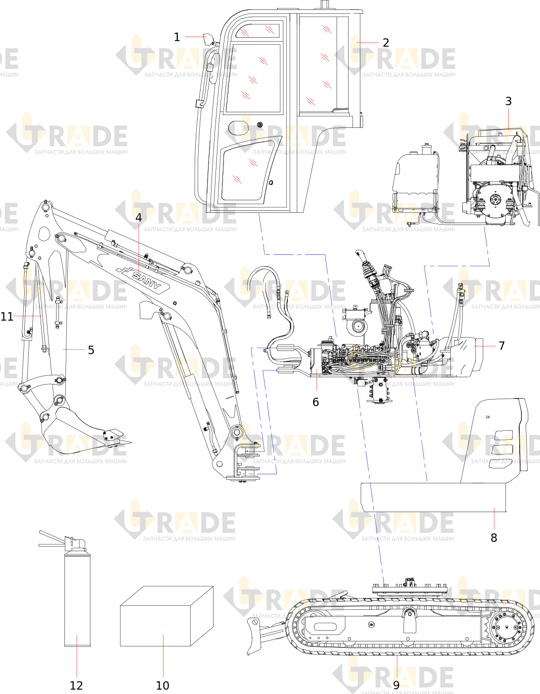 Чертёж — SY35C5Y3WU (GB) Hydraulic Excavator Body