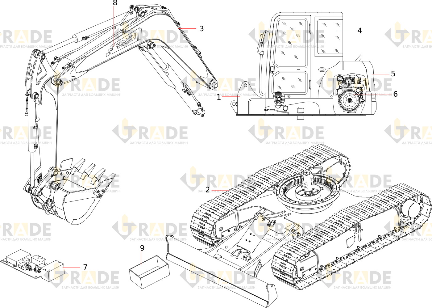 Чертёж — SY55C9I3R (GB) Корпус гидравлического экскаватора