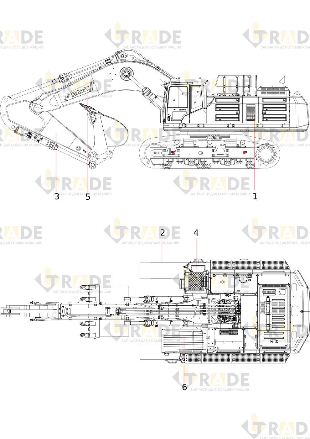 Чертёж — SY870C1I3KH Hydraulic Excavator Body