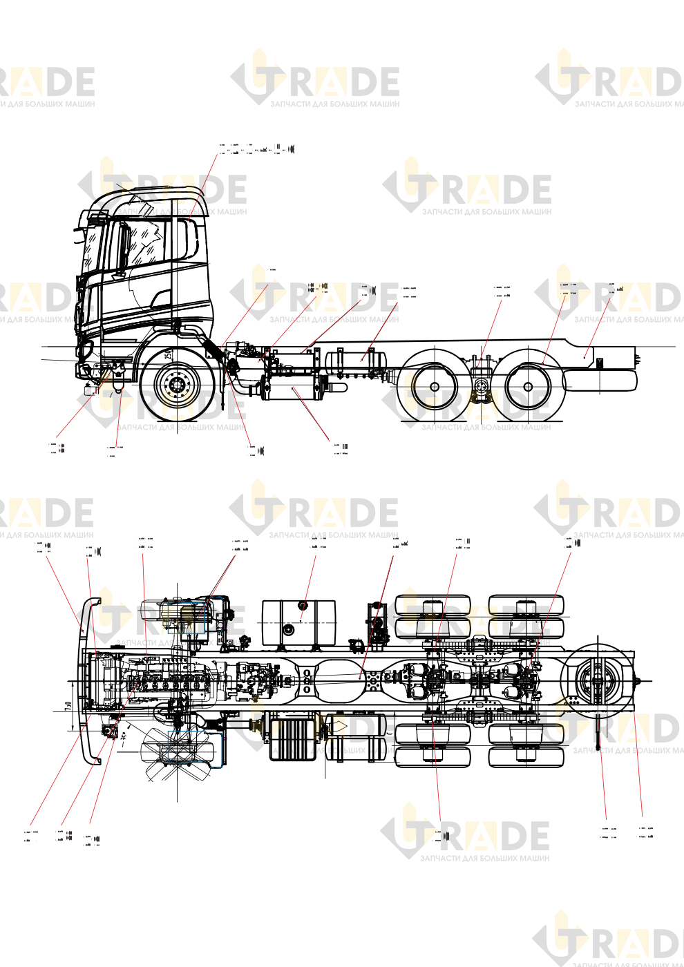 Чертёж — SYM1255T1E-310C6WS1T кузов шасси грузового автомобиля
