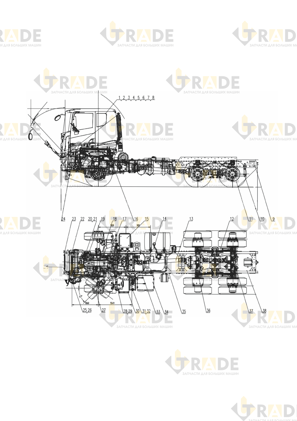 Чертёж — SYM3250T1E-358C8SS1M载货汽车底盘主体