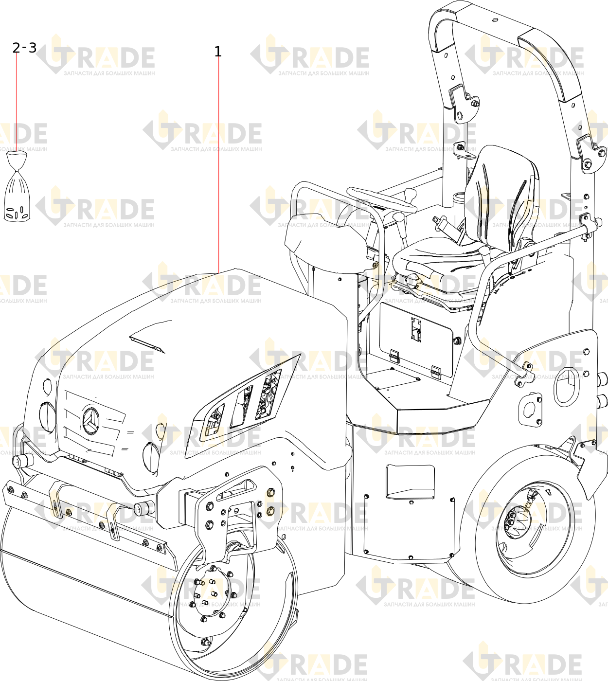 Чертёж — SZR30C-8 Sany тандемный ролик в сборе (опция)
